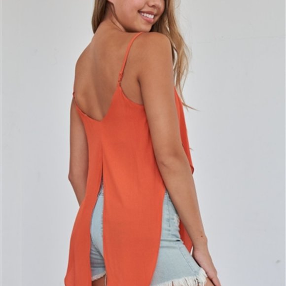 Rust Orange Wrap Waist Cami Top  NWT    small med large - Picture 2 of 3